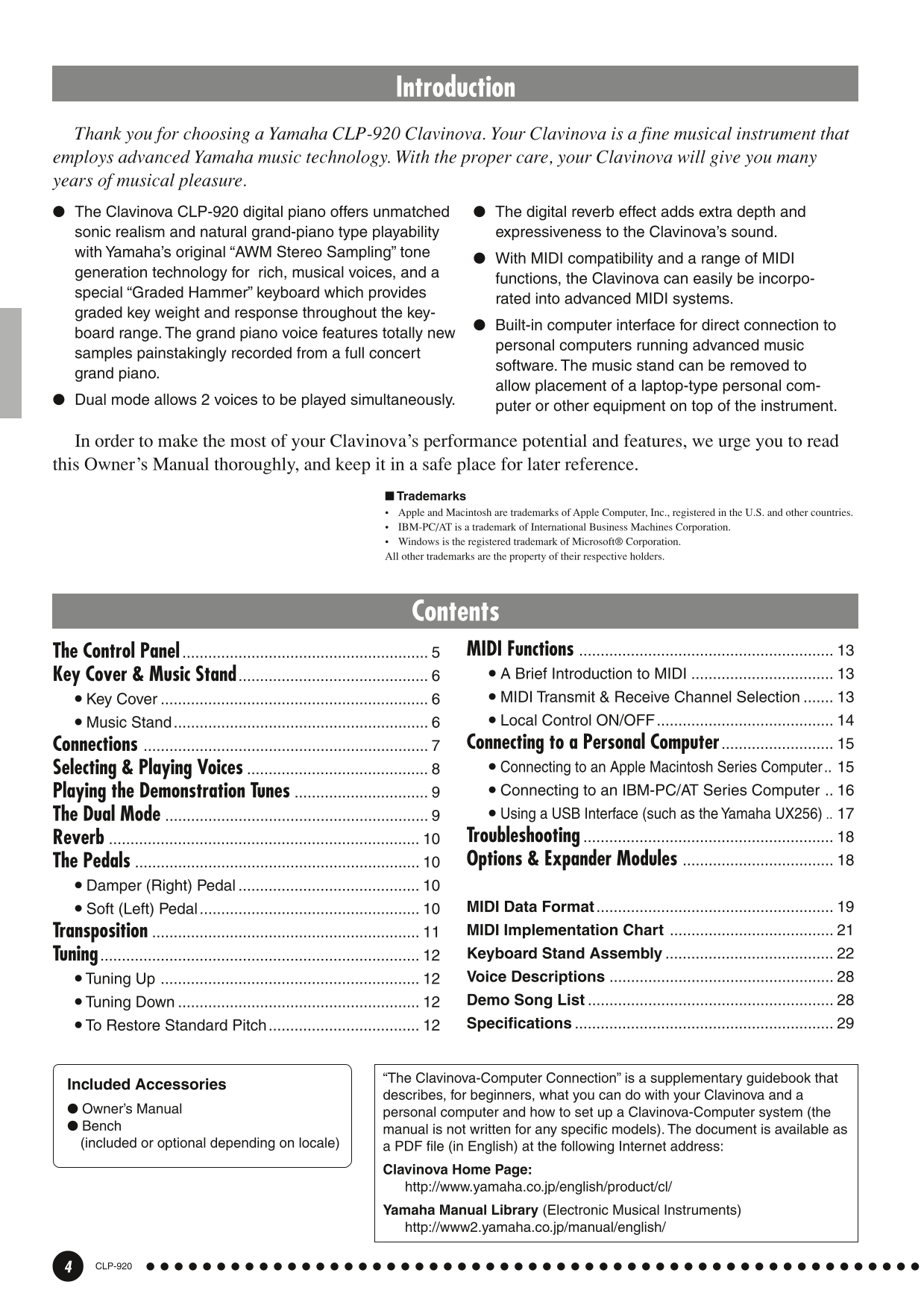 Yamaha CLP-920 Digital Piano Owner's/ User Manual (Pages: 32)