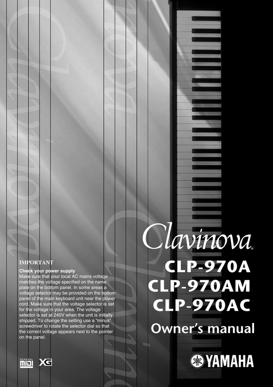 Yamaha CLP-970A, CLP-970AC & CLP-970AM Digital Piano Owner's/ User Manual (Pages: 104)