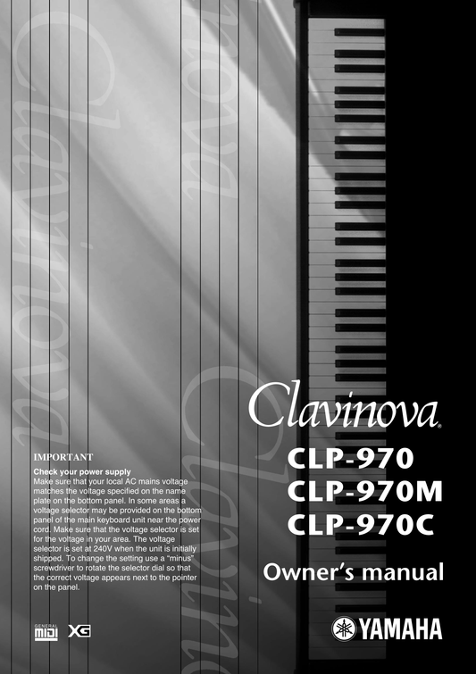 Yamaha CLP-970, CLP-970C & CLP-970M Digital Piano Owner's/ User Manual (Pages: 114)