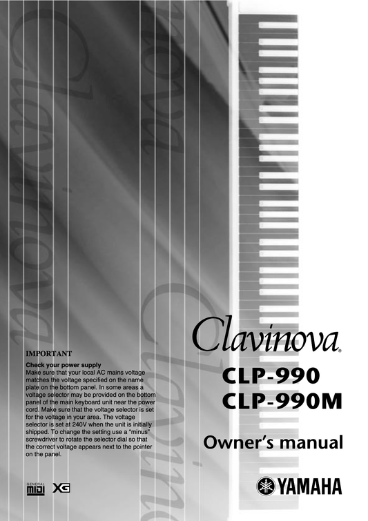 Yamaha CLP-990 & CLP-990M Digital Piano Owner's/ User Manual (Pages: 111)