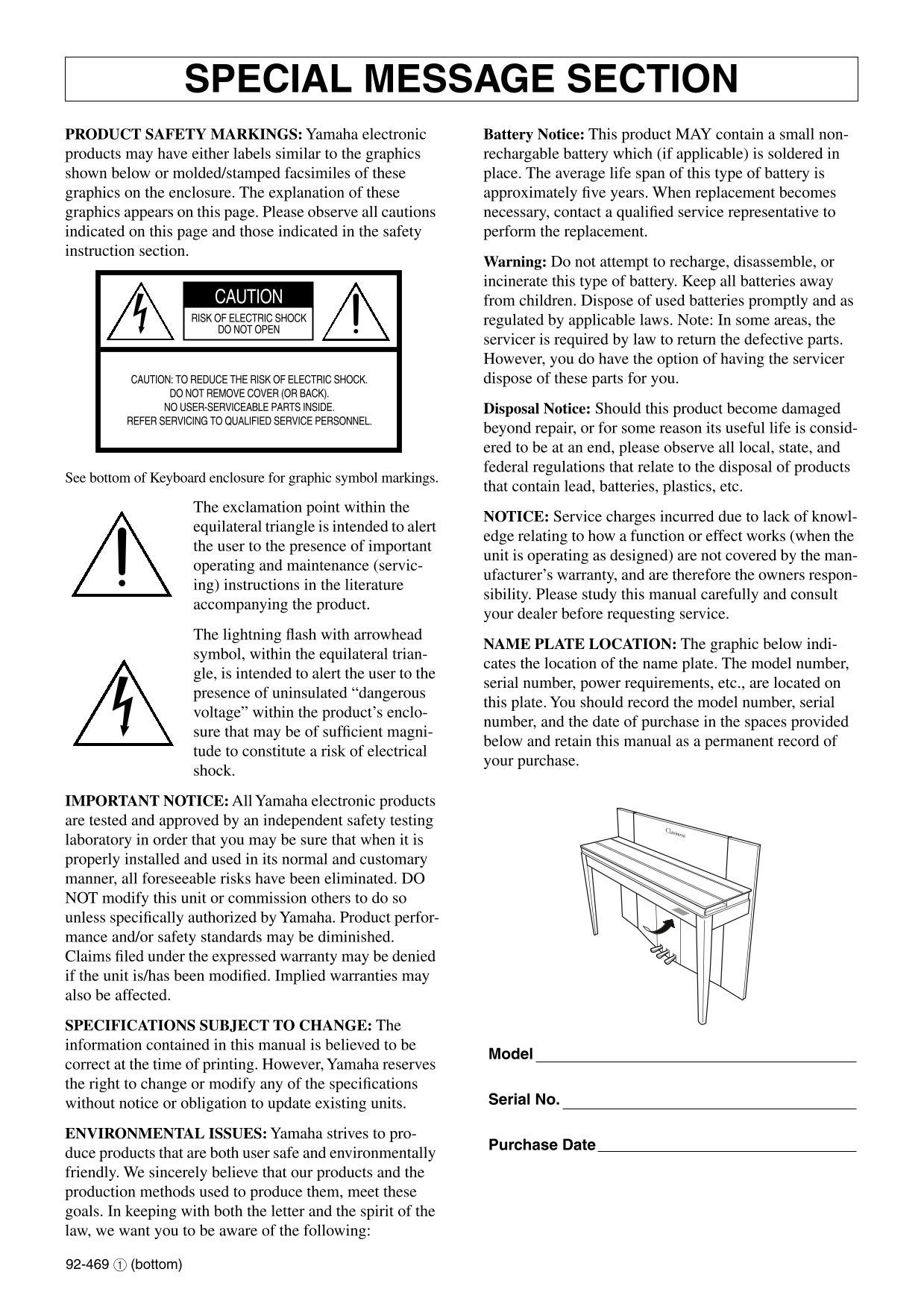 Yamaha CLP-F01 Digital Piano Owner's/ User Manual (Pages: 80)