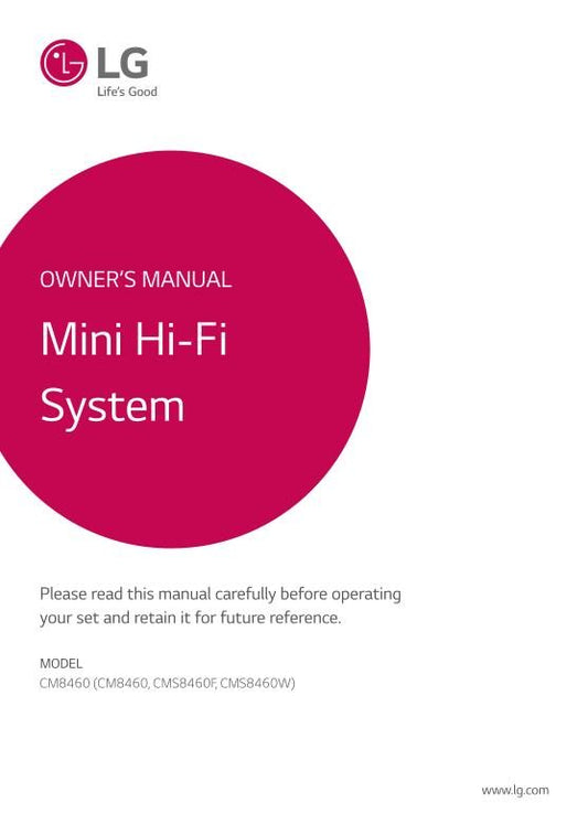 LG CM8460 CMS8460F CMS8460W Audio System Operating Manual