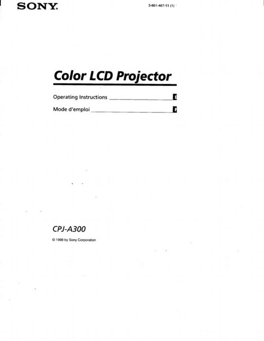 Sony CPJA300OM TV Operating Manual