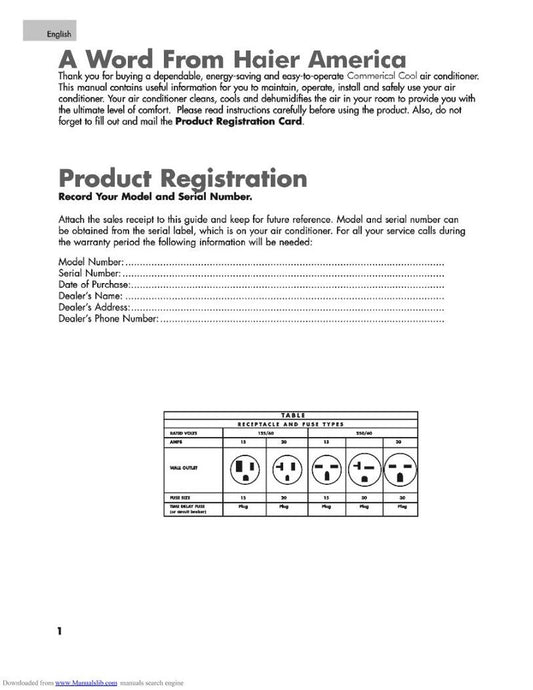 Commercial Cool CPRB07XC7 Air Conditioner Unit Operating Manual