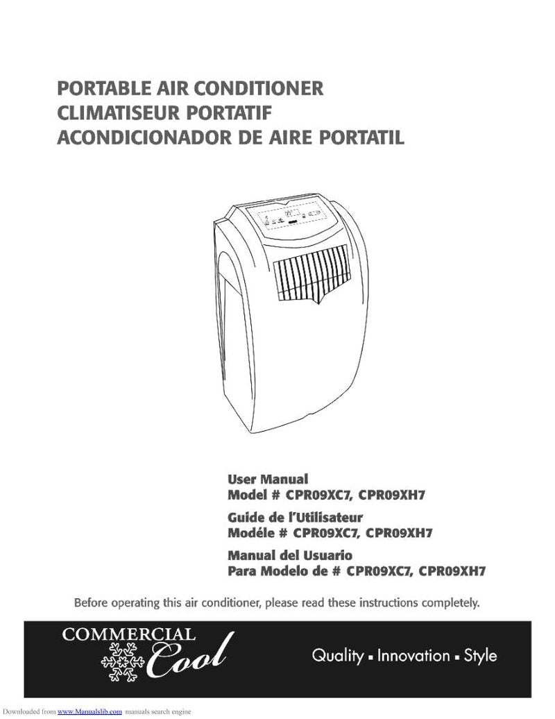 Commercial Cool CPRB09 XC7 XH7 Air Conditioner Unit Operating Manual