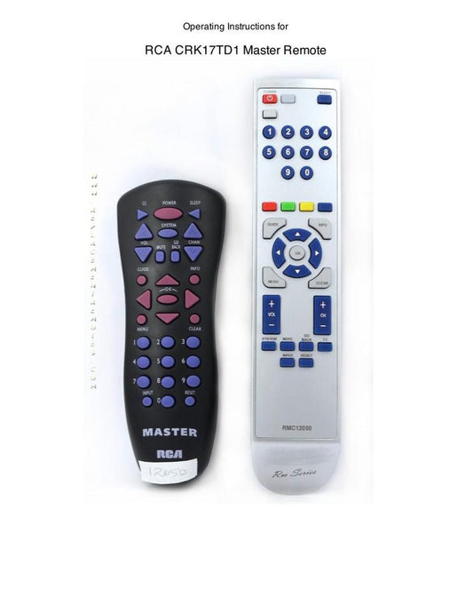 RCA CRK17TD1OM Universal Remote Control Operating Manual