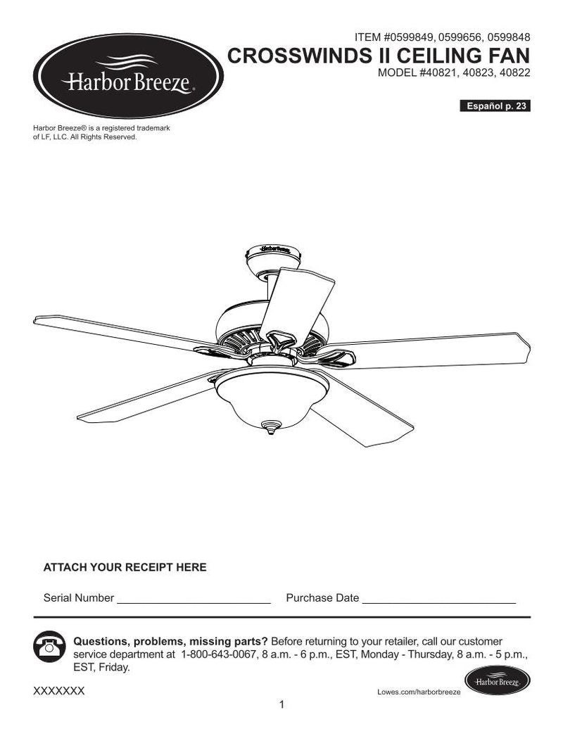 Hampton Bay CROSSWINDS II CEILING FANom Ceiling Fan Operating Manual