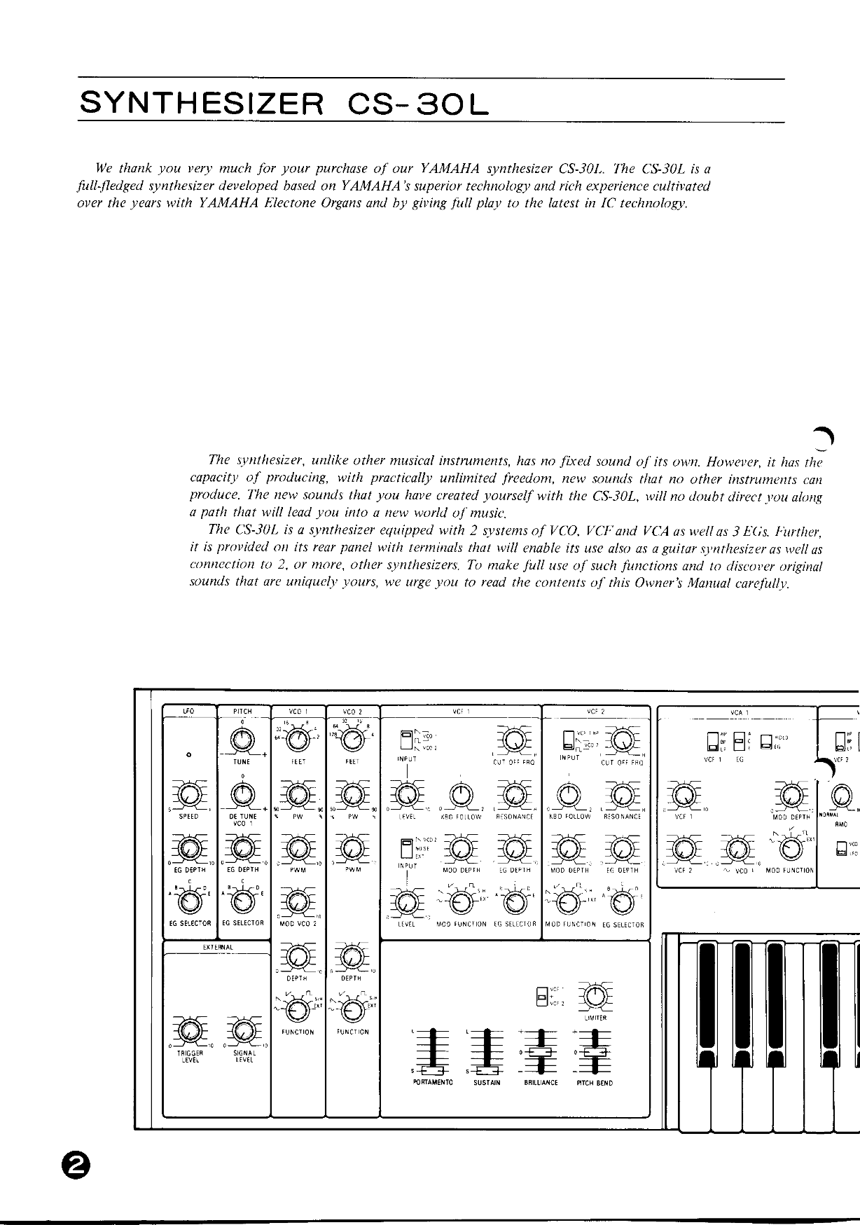 Yamaha CS-30L Synthesizer Owner/ User Manual (Pages: 23)