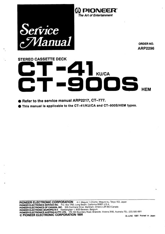 Pioneer CT-41,CT-900S Stereo Cassette Deck Service Manual (Pages: 51)