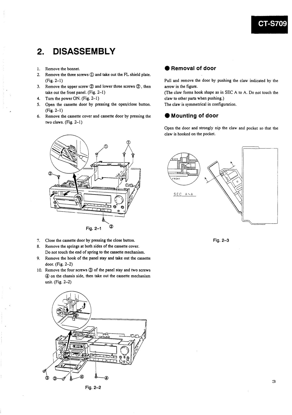 Pioneer CT-676, CT-676S & CT-S709 Cassette Deck Service Manual (Pages: 29)