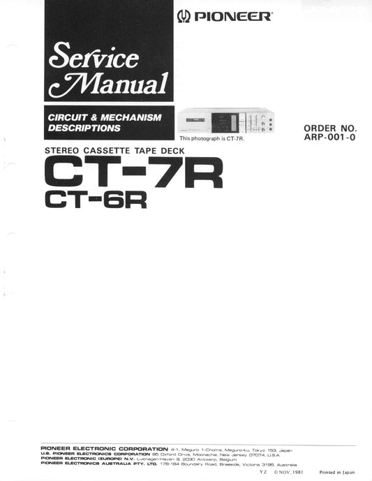 Pioneer CT-6R & CT-7R Stereo Cassette Tape Deck Service Manual (Pages: 28)