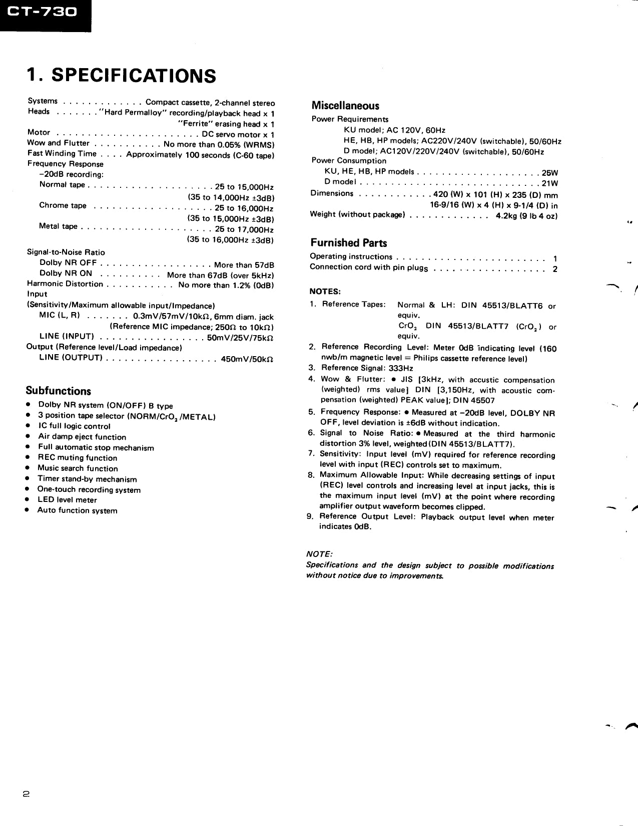 Pioneer CT-730 Stereo Cassette Tape Deck Service Manual (Pages: 57)