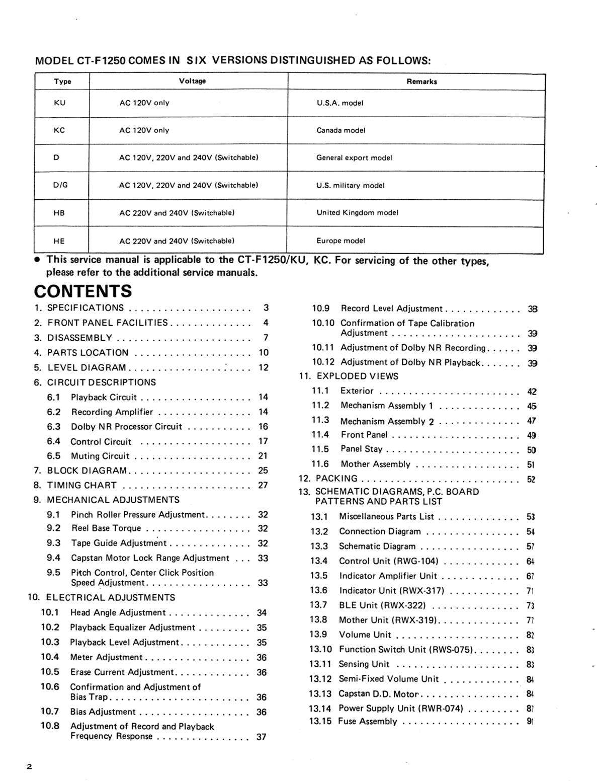 Pioneer CT-F1250 Cassette Tape Deck Service Manual (Pages: 70)