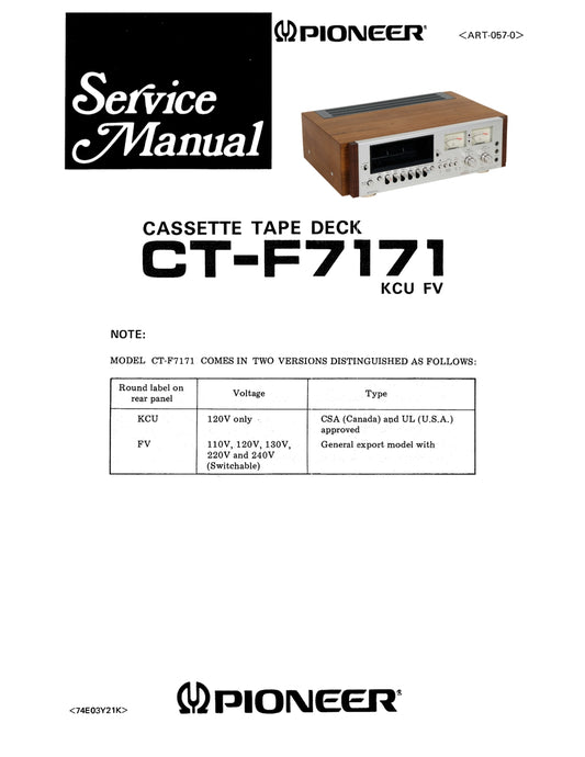 Pioneer CT-F7171 Stereo Cassette Tape Deck Service Manual (Pages: 59)