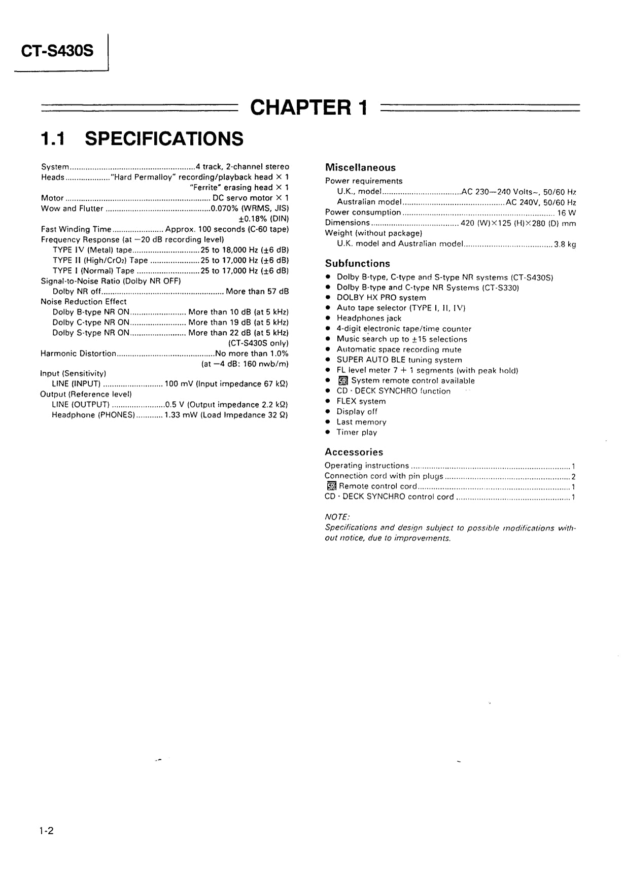Pioneer CT-S430S Stereo Cassette Tape Deck Service Manual (Pages: 27)