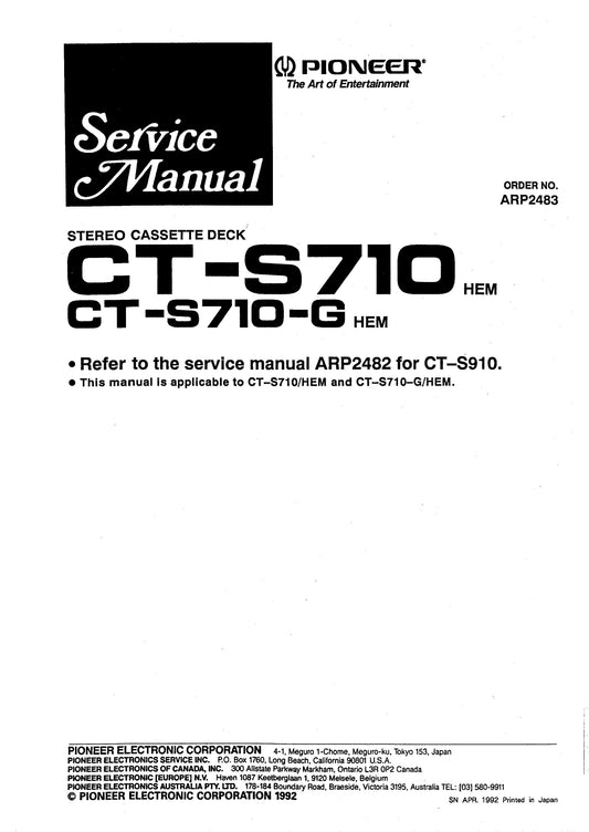 Pioneer CT-S710 & CT-S710-G Cassette Deck Service Manual (Pages: 54)