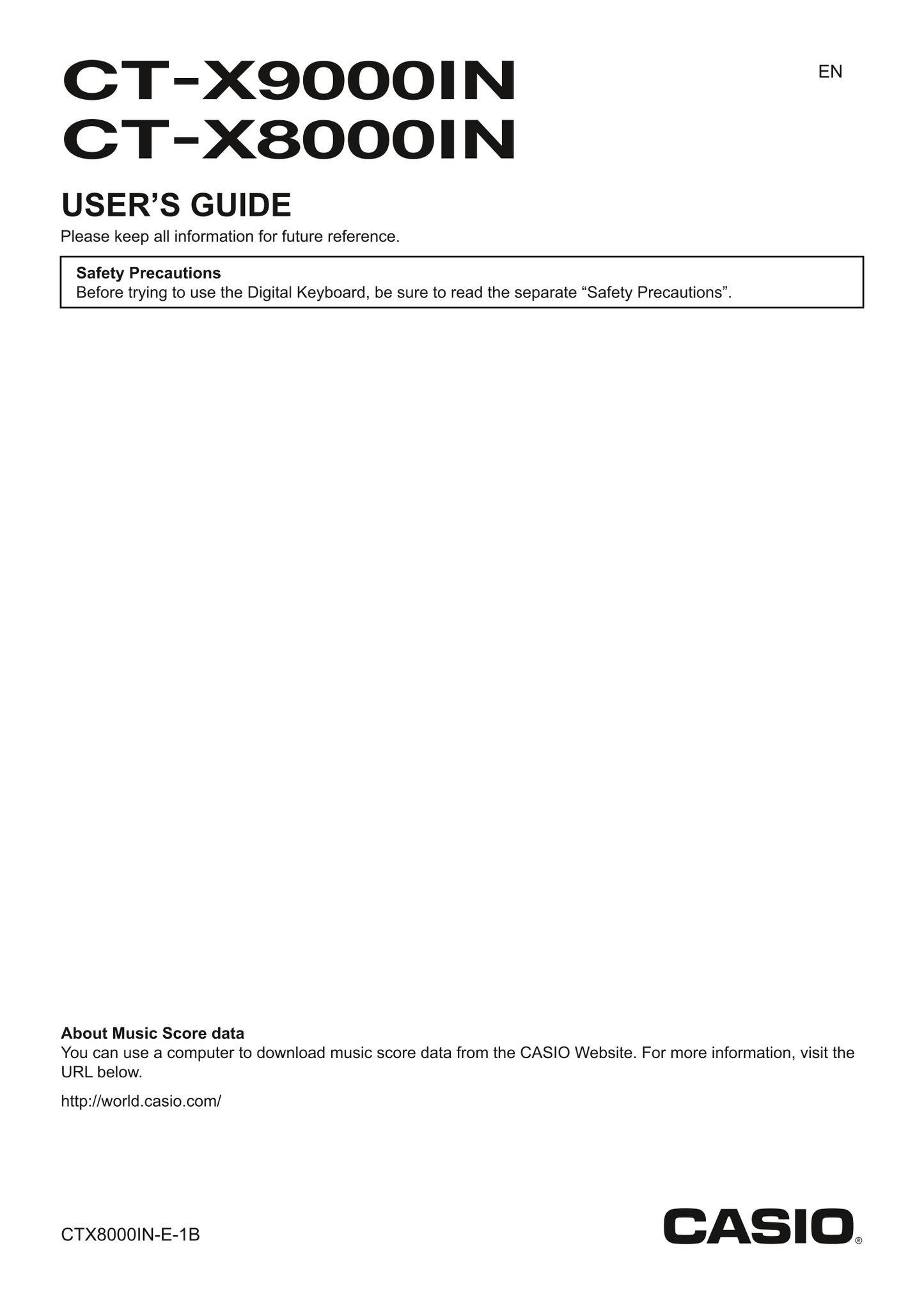 Casio CT-X8000IN & CT-X9000IN Keyboard Piano Owner's/ User Manual (Pages: 147)