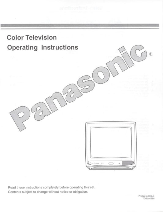 Panasonic CT13R12T CT13R13T CTR13R12T2 TV Operating Manual