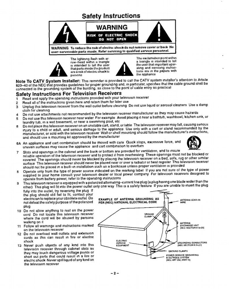 Panasonic CT13R14U CT13R15U TV Operating Manual