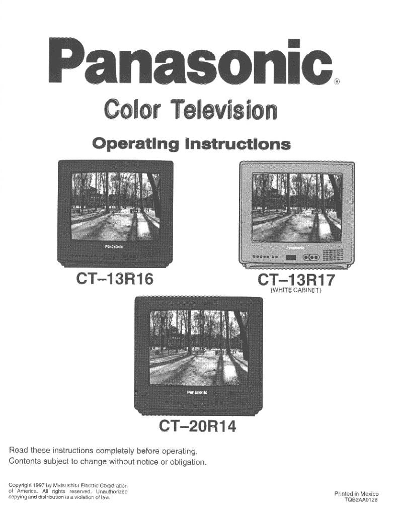 Panasonic CT13R16 CT13R17 CT13R27 TV Operating Manual