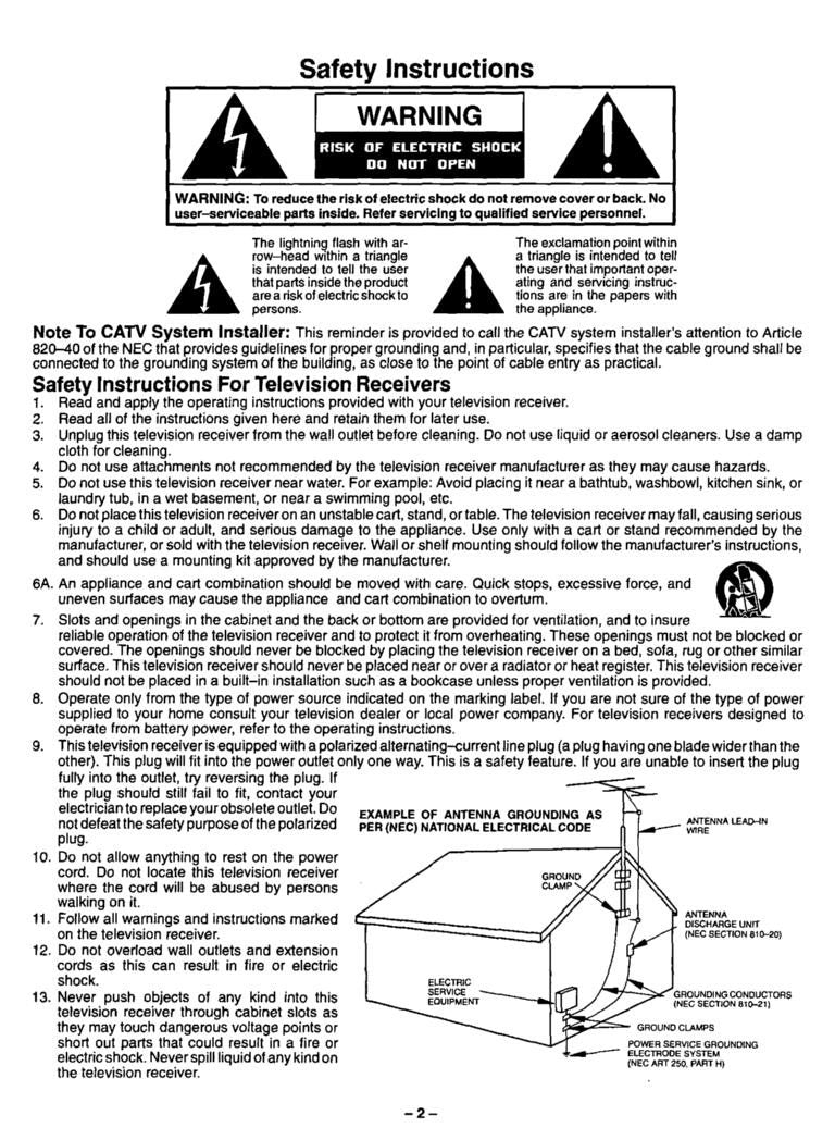 Panasonic CT13R16 CT13R17 CT13R27 TV Operating Manual