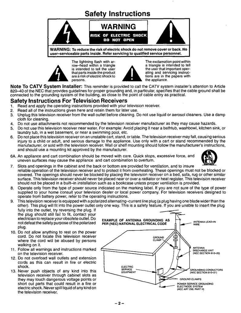 Panasonic CT13R23 TV Operating Manual