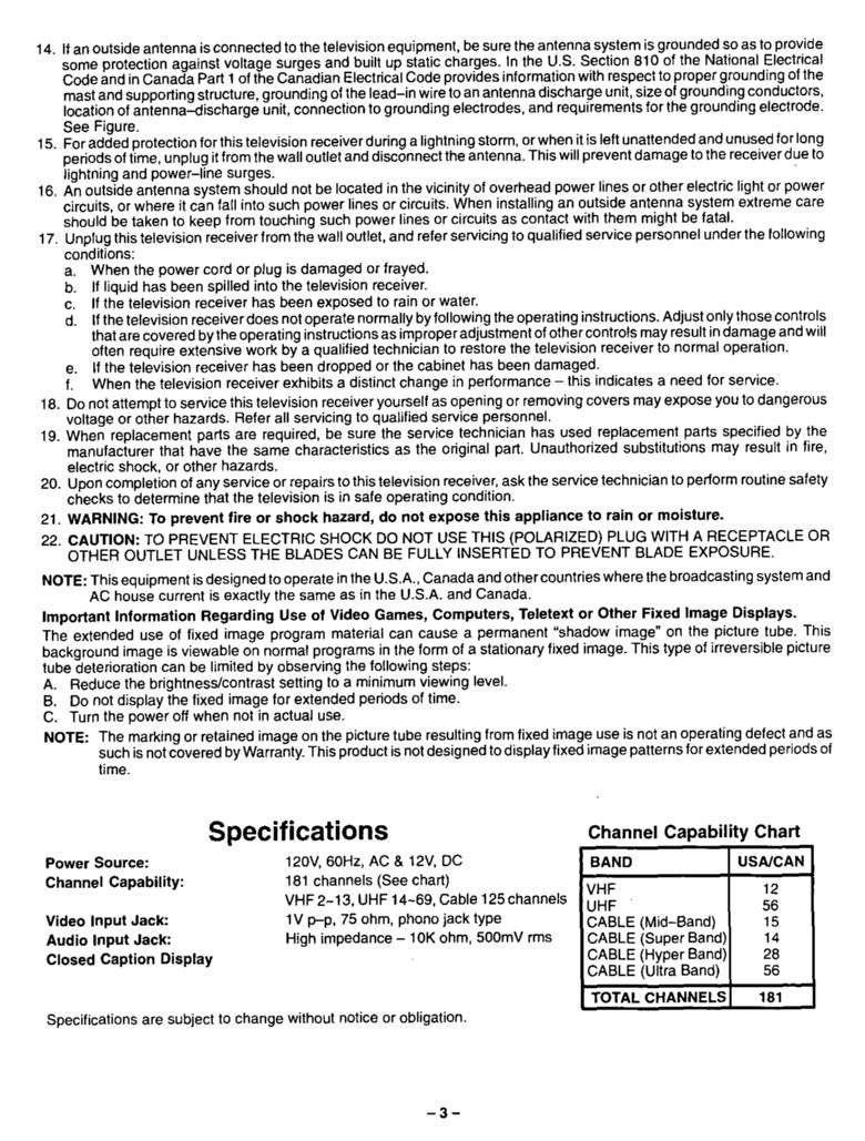 Panasonic CT13R23 TV Operating Manual