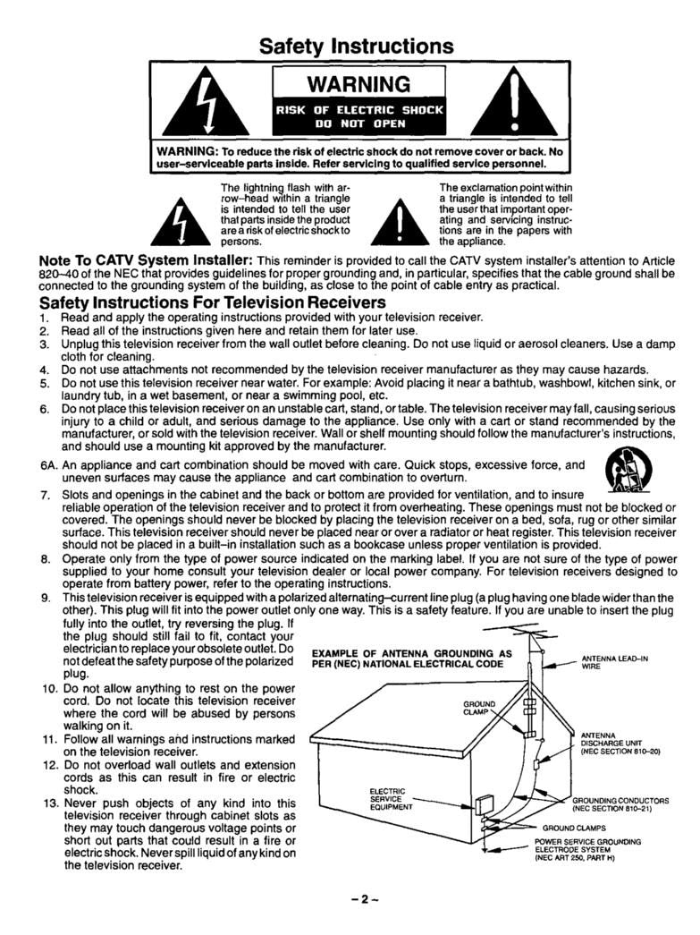 Panasonic CT13R18 CT13R19 CT13R25 TV Operating Manual