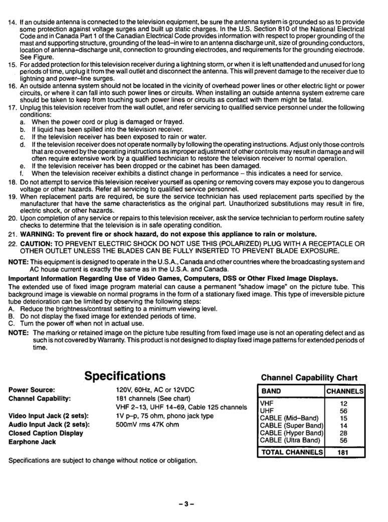 Panasonic CT13R18 CT13R19 CT13R25 TV Operating Manual