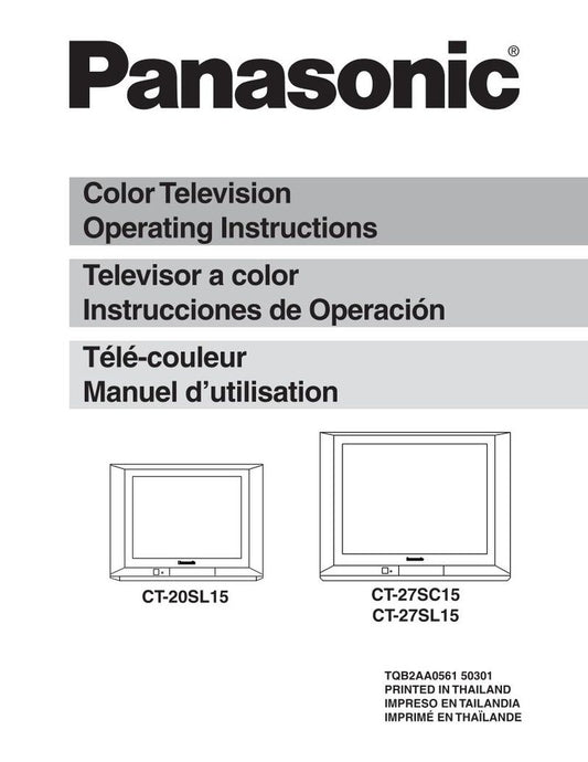 Panasonic CT20SL15 CT27SC15 CT27SL15 TV Operating Manual