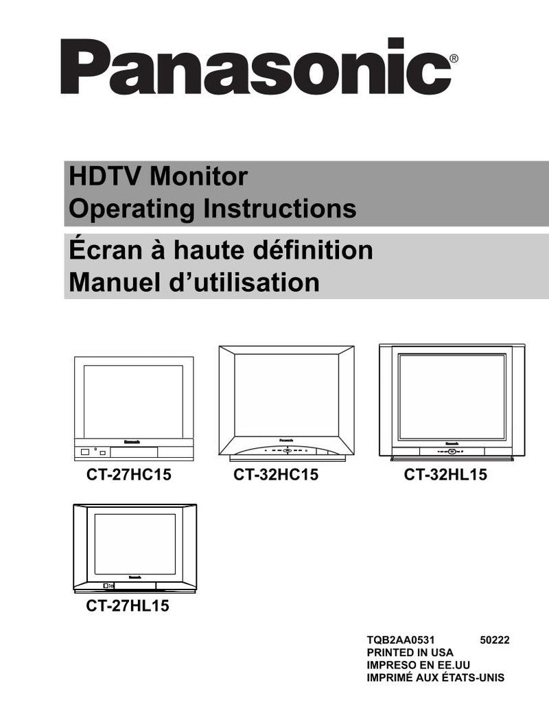 Panasonic CT27HC15 CT27HL15 CT32HC15 TV Operating Manual