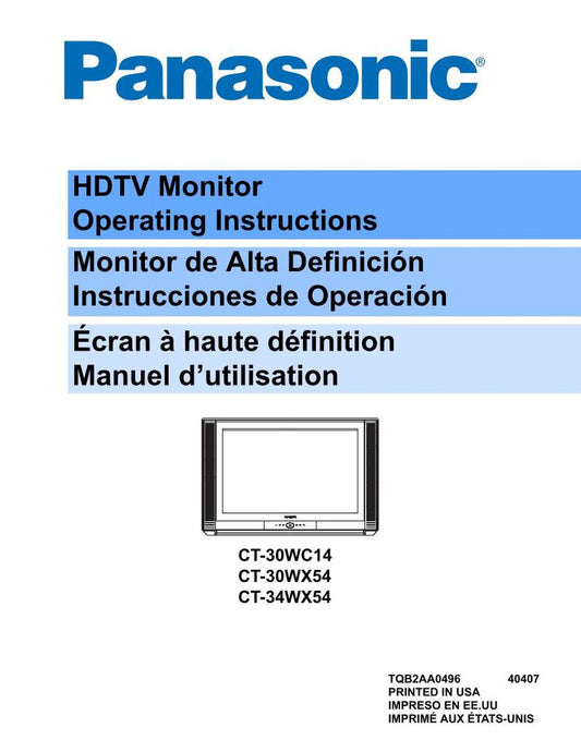 Panasonic CT30WC14 CT30WX54 CT34WX54 TV Operating Manual