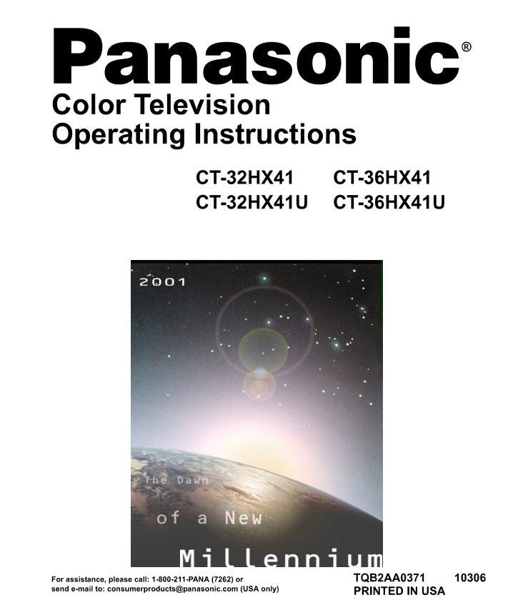 Panasonic CT32HX41 CT32HX41E CT32HX41U TV Operating Manual