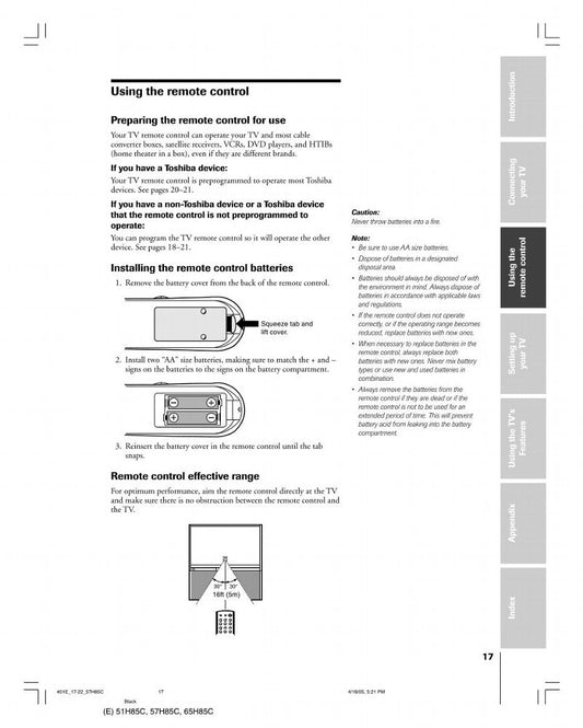 Toshiba CT90158 Manual  Codes CT90159 Manual  Codes TV Remote Control Operating Manual