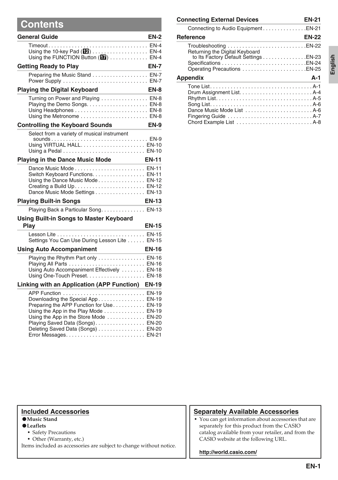 Casio CTK-2500 & CTK-2550 Keyboard Piano Owner's/ User Manual (Pages: 36)