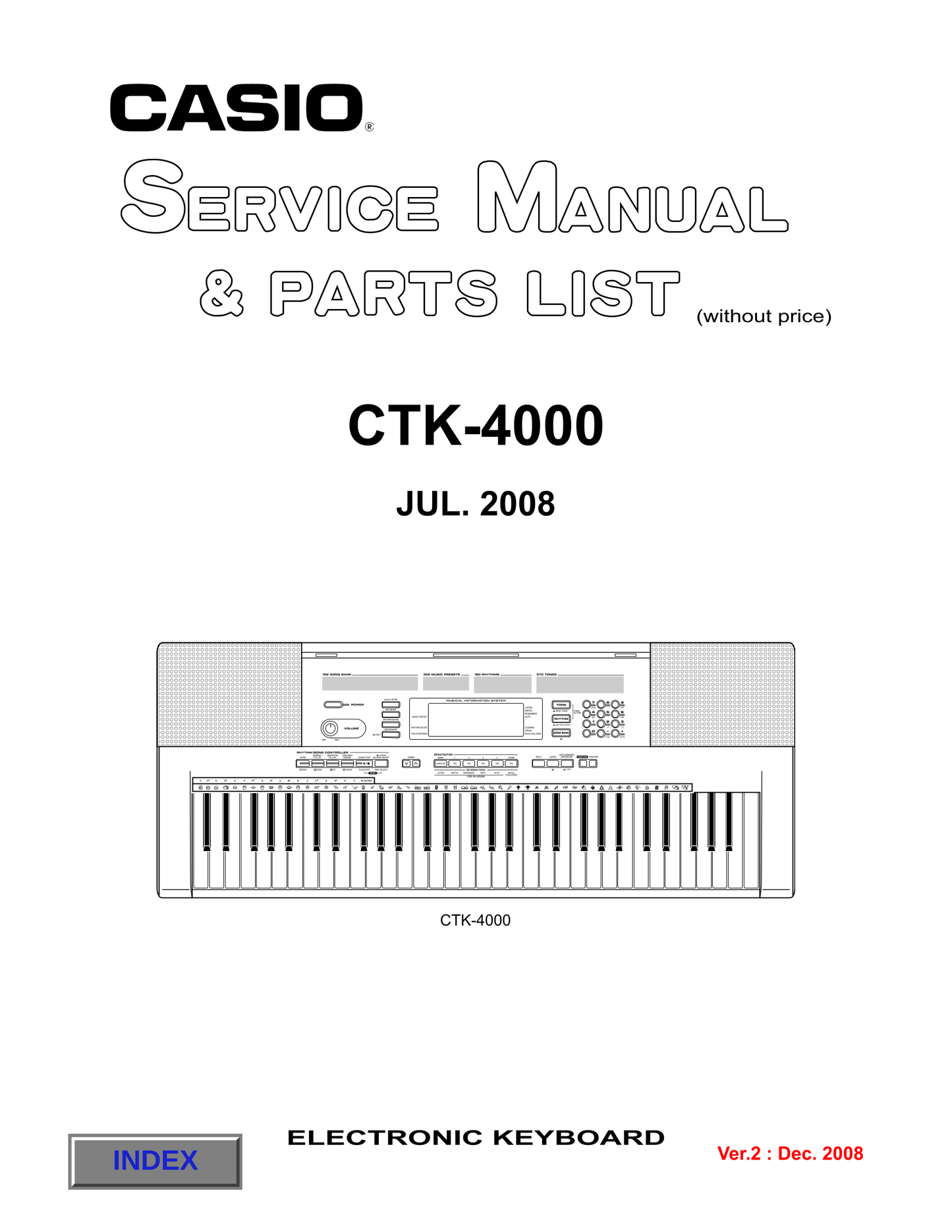 Casio CTK-4000 Keyboard Piano Service Manual (Pages: 26)