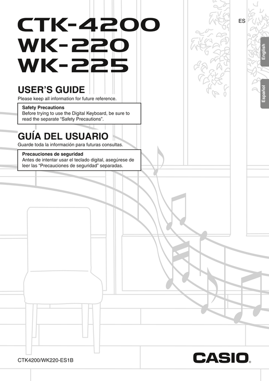 Casio CTK-4200, WK-220 & WK-225 Keyboard Piano Owner's/ User Manual (Pages: 77)