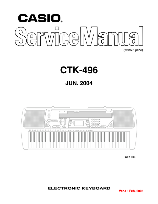 Casio CTK-496 Keyboard Piano Service Manual (Pages: 19)