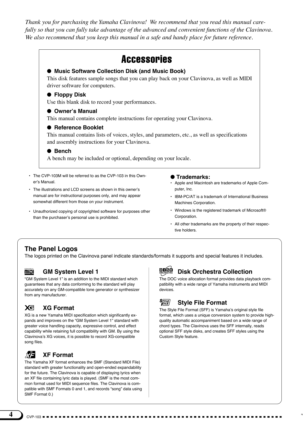 Yamaha CVP-103 & CVP-130M Digital Piano Owner's/ User Manual (Pages: 178)