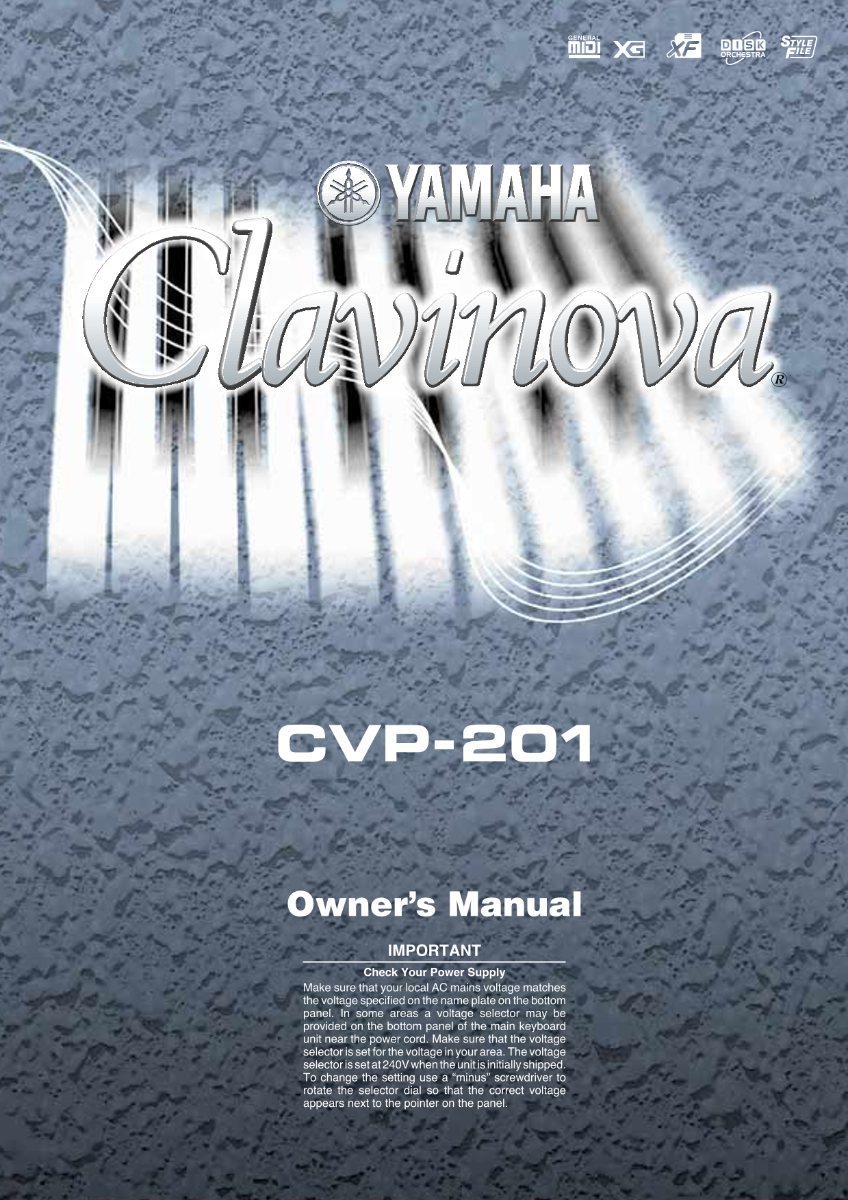 Yamaha CVP-201 Digital Piano Owner's/ User Manual (Pages: 178)