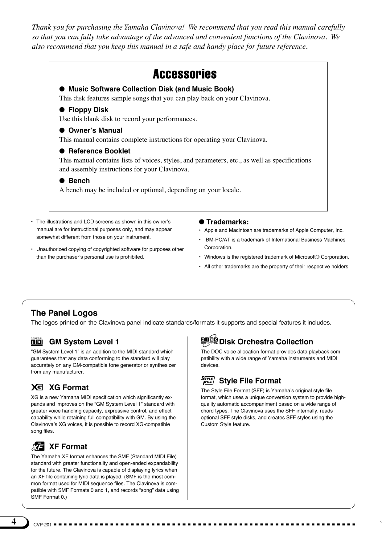 Yamaha CVP-201 Digital Piano Owner's/ User Manual (Pages: 178)