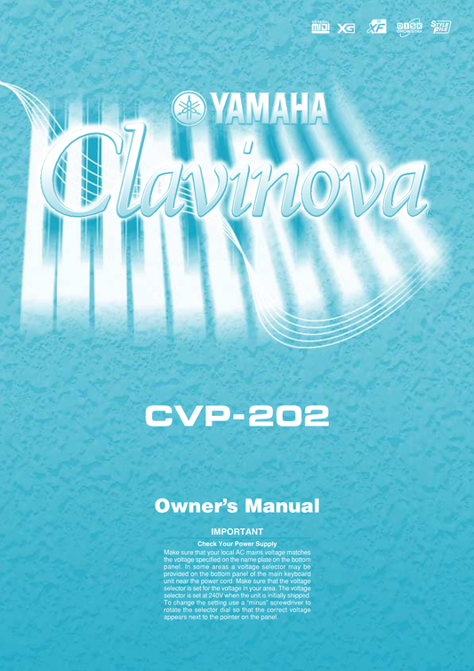 Yamaha CVP-202 Digital Piano Owner's/ User Manual (Pages: 178)