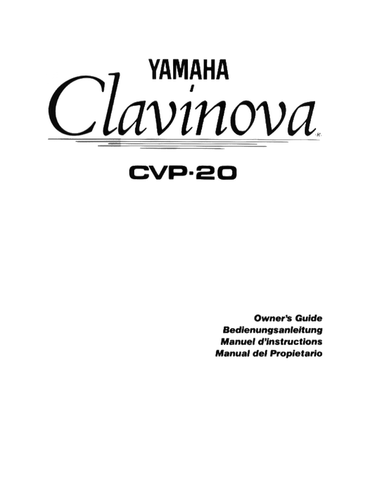 Yamaha CVP-20 Digital Piano Owner's/ User Manual (Pages: 26)