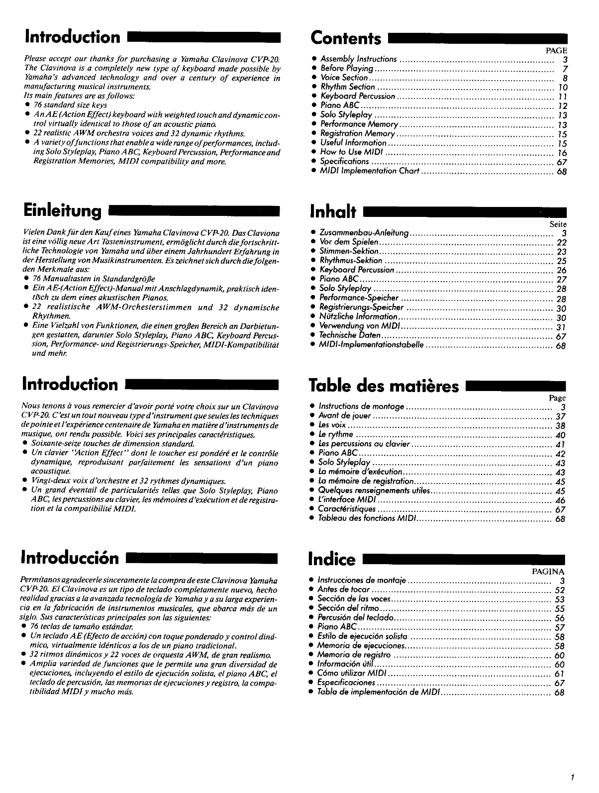 Yamaha CVP-20 Digital Piano Owner's/ User Manual (Pages: 26)