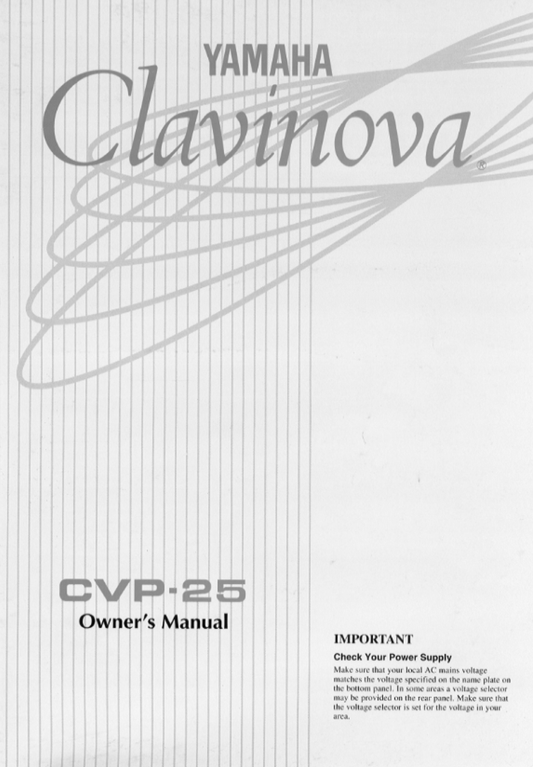 Yamaha CVP-25 Digital Piano Owner's/ User Manual (Pages: 48)