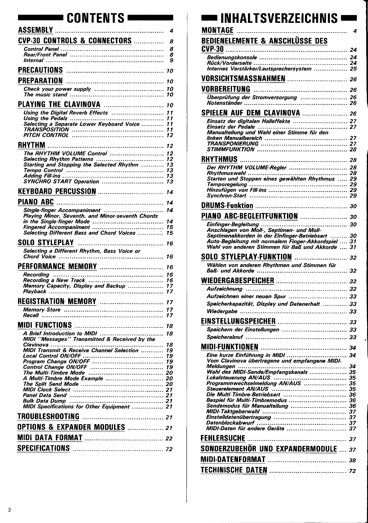 Yamaha CVP-30 Digital Piano Owner's/ User Manual (Pages: 29)