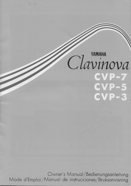 Yamaha CVP-3, CVP-5 & CVP-7 Digital Piano Owner's/ User Manual (Pages: 22)