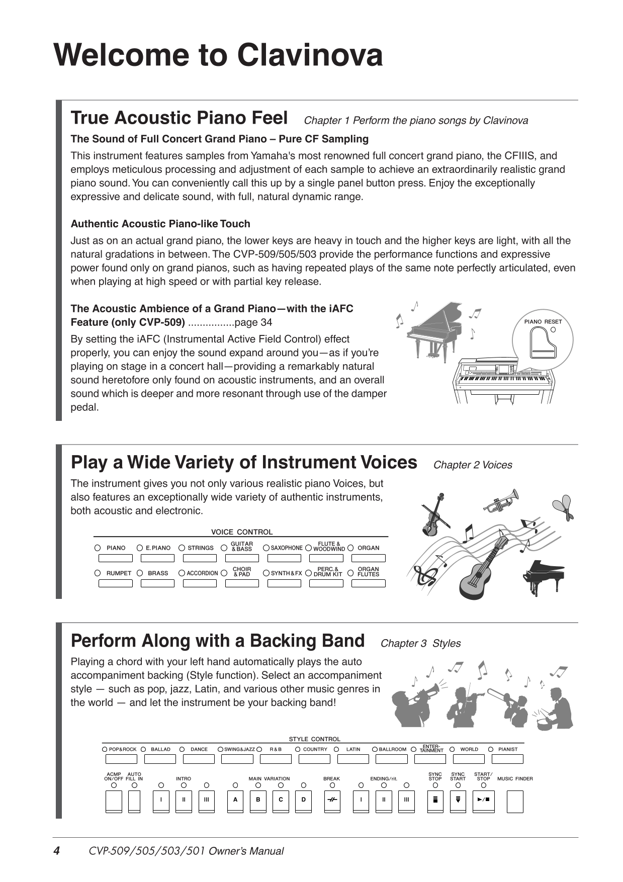 Yamaha CVP-501, CVP-503, CVP-505 & CVP-509 Digital Piano Owner's/ User Manual (Pages: 138)