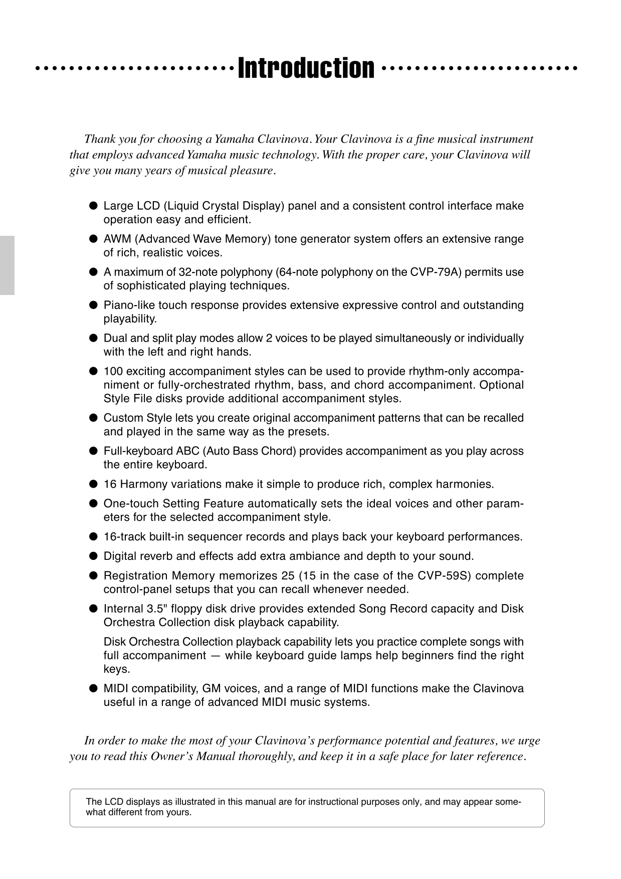 Yamaha CVP-59S, CVP-69, CVP-69A & CVP-79A Digital Piano Owner's/ User Manual (Pages: 163)