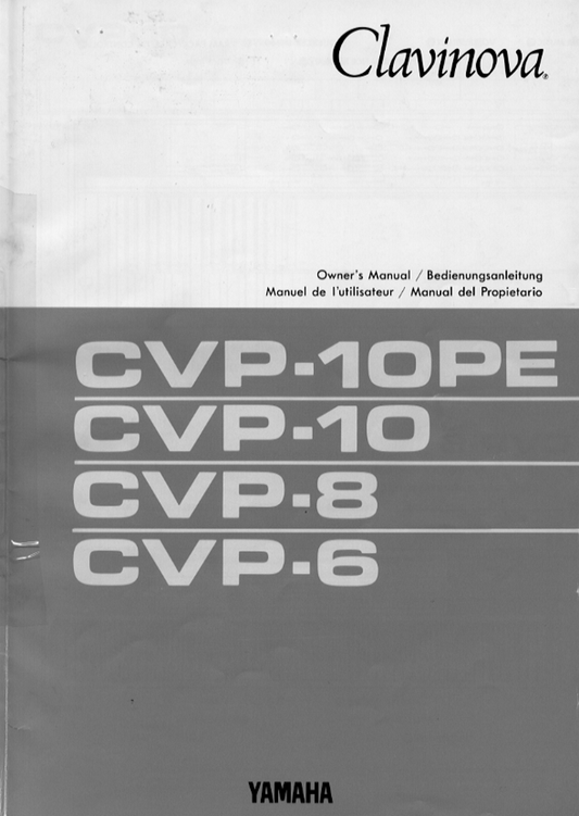 Yamaha CVP-6, CVP-8, CVP-10 & CVP-10PE Digital Piano Owner's/ User Manual (Pages: 31)